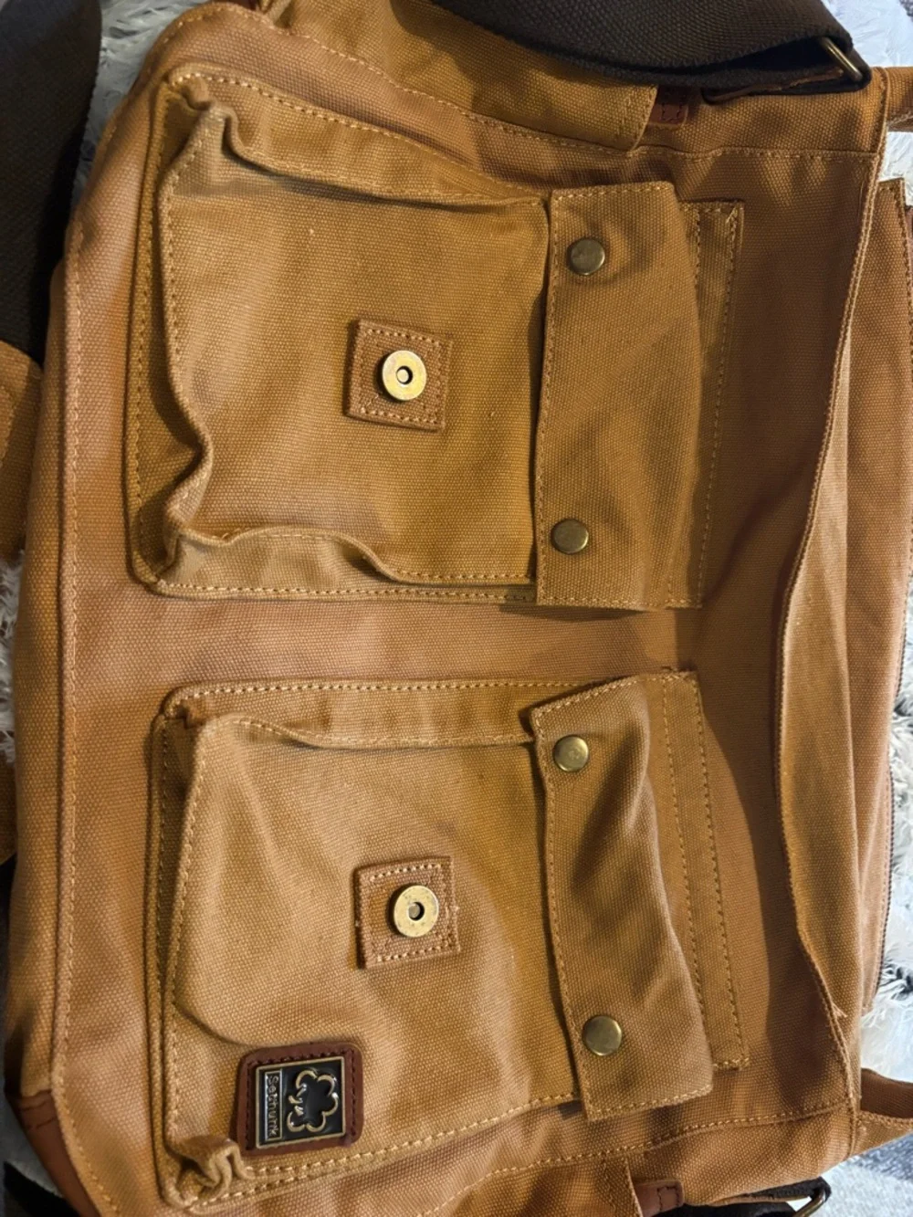 Seretvank vintage canvas messenger bag Brown